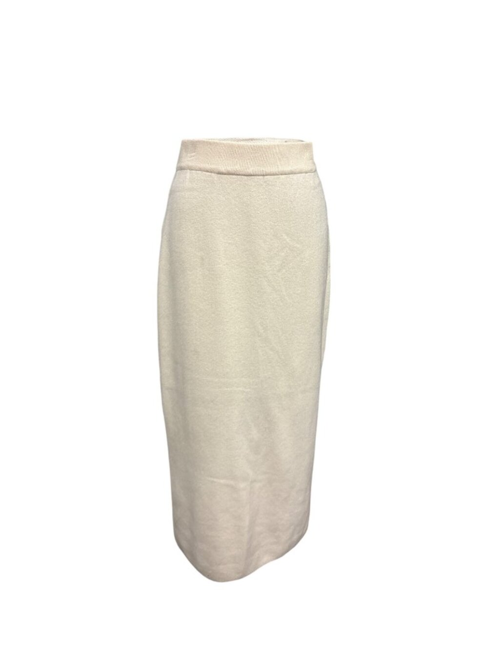 A New Day Womens Cream Midi Skirt With Ribbed Waistband Back Slit M Recycled Ble